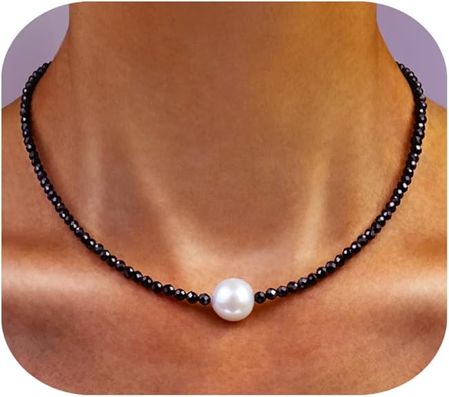 Aobei Pearl Handmade Single Cultured Freshwater Pearl Choker Necklace for Women Genuine Leather Jewelry Baroque Shell Pearl Necklace Gift for Her