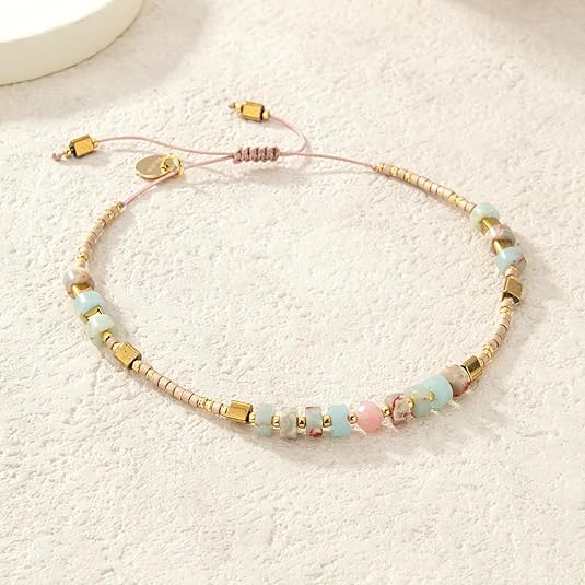 KELITCH Boho-color Crystal Shell Beaded Friendship Bracelets Handmade Strand Bracelet Bangles Jewelry For Summer