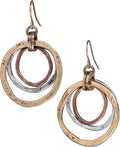 HANDMADE SUNRISE EARRINGS - OF EARTH AND OCEAN, Burnished Circles, Copper, Brass and Silverplated by Of Earth and Ocean