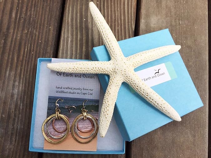 HANDMADE SUNRISE EARRINGS - OF EARTH AND OCEAN, Burnished Circles, Copper, Brass and Silverplated by Of Earth and Ocean